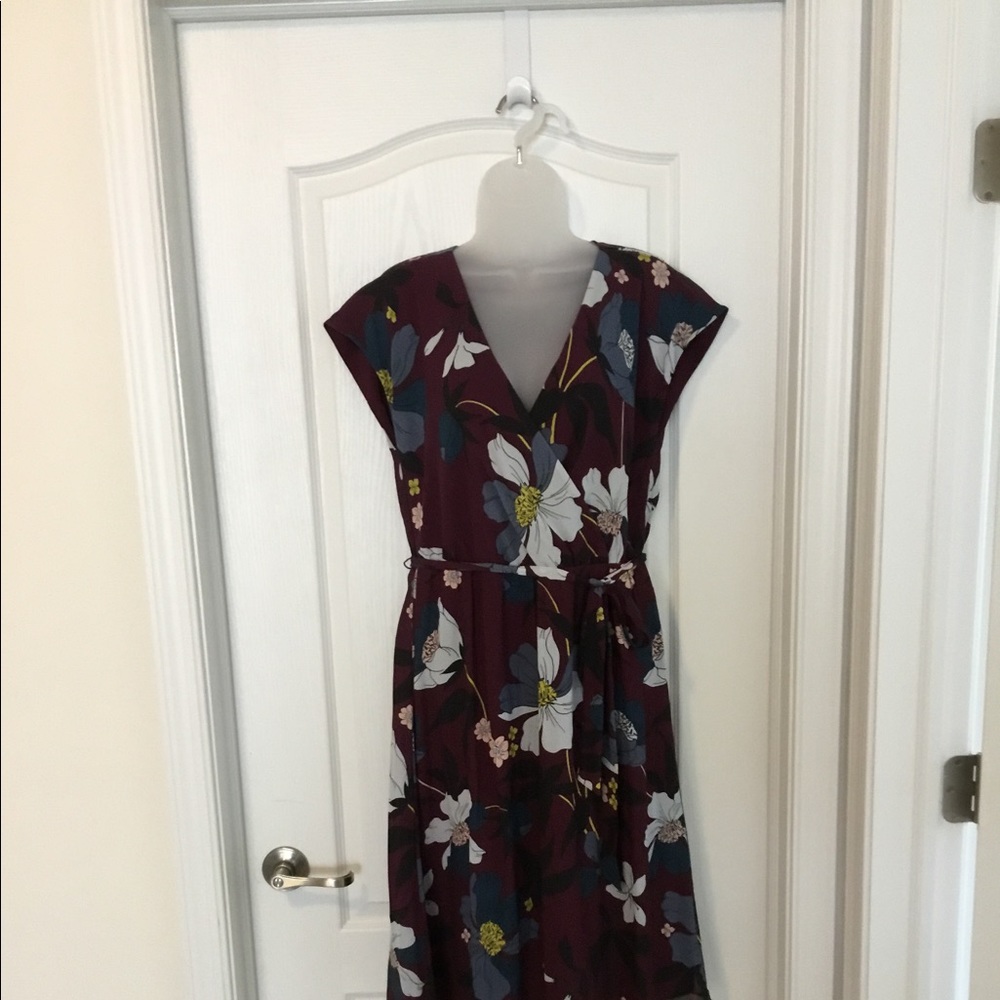 Burgundy flowered dress
